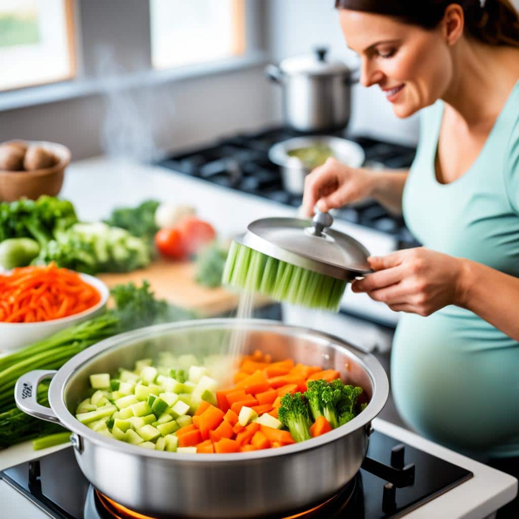 Zubereitung von Gemüsebrühe für Schwangere
