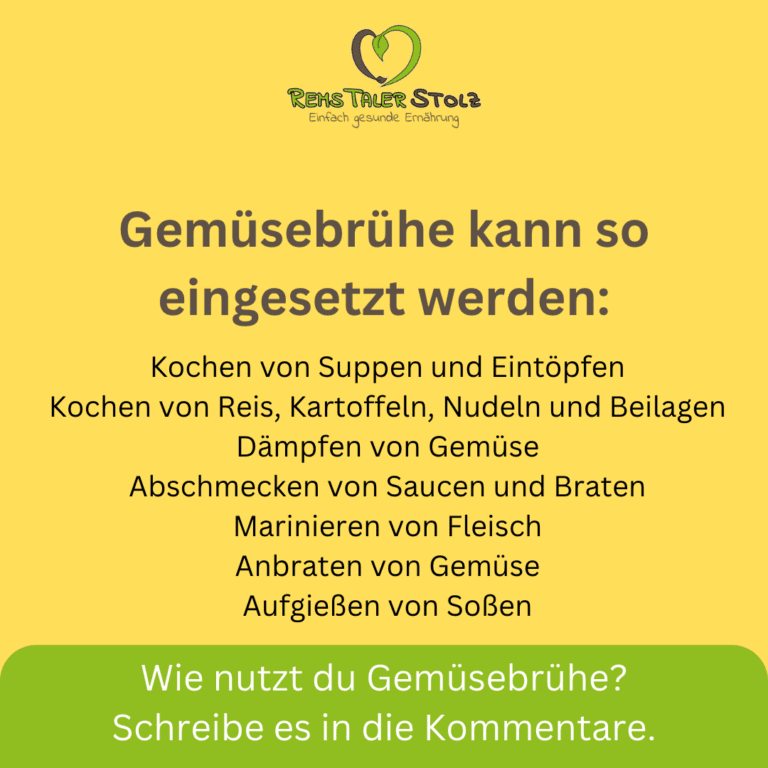 So kann Gemüsebrühe eingesetzt werden. RemsTaler Stolz So kann Gemüsebrühe eingesetzt werden. RemsTaler Stolz